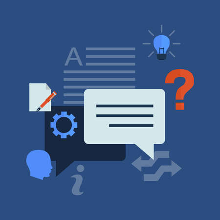Template information idea info graphic design. Vector illustration on a blue background with elements that indicate the idea.のイラスト素材