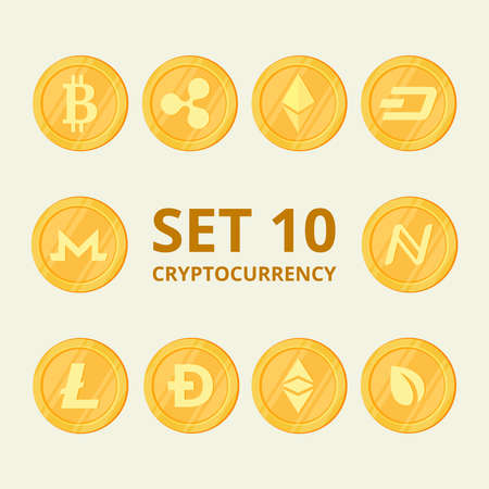Set virtual currency icons. Vector trading signs. On a white background. Vector. The concept of business.のイラスト素材