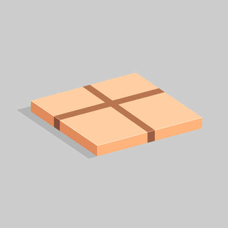 Packing cardboard box with packing stickers. Vector illustration.のイラスト素材
