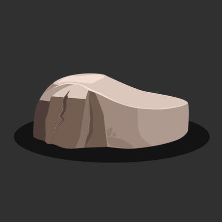 One big gray rock stone on a black background. Vector illustration.のイラスト素材
