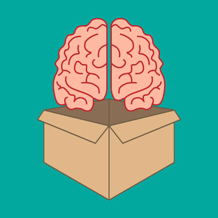 The human brain from a cardboard box. Vector illustration.のイラスト素材