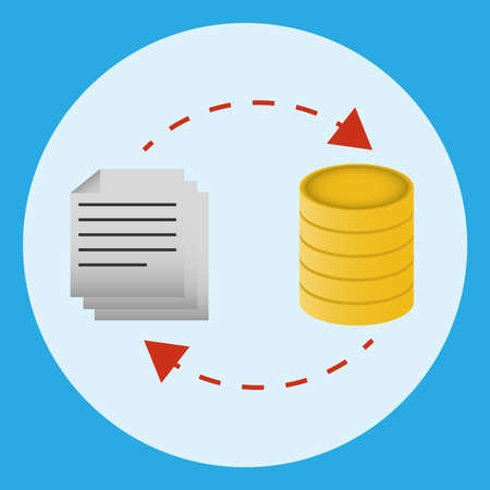 The relationship between business documents and financial profit. The concept of business, vector illustration.のイラスト素材