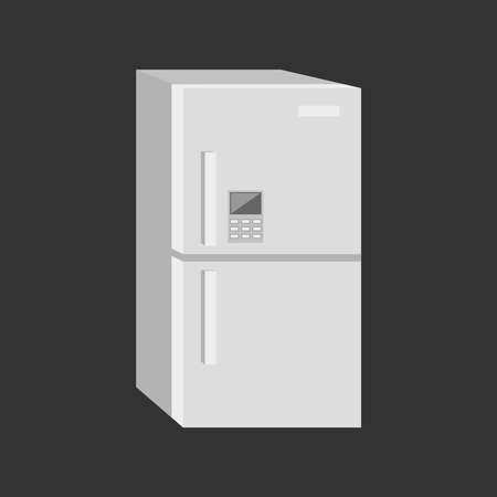 A white double-chambered refrigerator icon. Vector illustration.のイラスト素材