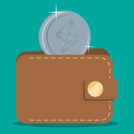 The ethereum falls into wallet. Vector illustration. The concept of finance.のイラスト素材
