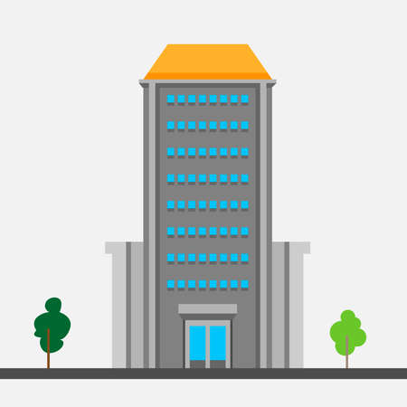 A modern huge skyscraper, a residential building. Vector illustration.のイラスト素材