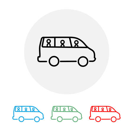 A set of minivan with passengers. Vector illustration.の写真素材