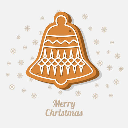 Christmas gingerbread in the form of a bell with white ornaments. The concept of a holiday. Vector illustration.のイラスト素材