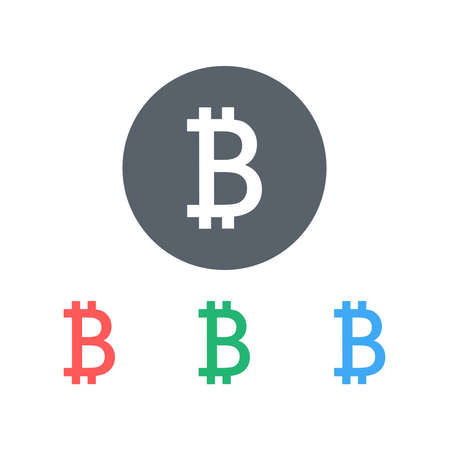A set of colored virtual currency bitcoins. Vector illustration.のイラスト素材