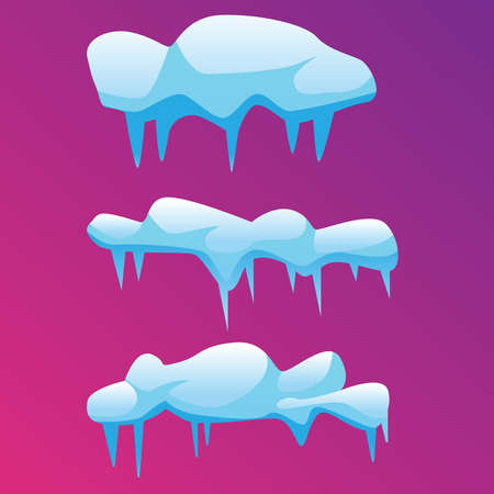 Several icy, melting icicles, on a pink background. Vector illustration.のイラスト素材