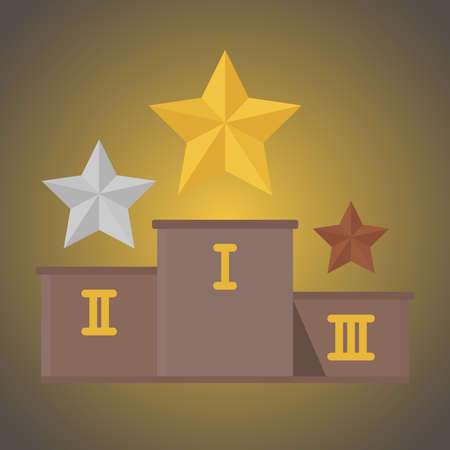 Pedestal with the gold, silver and bronze stars. Vector illustration.のイラスト素材