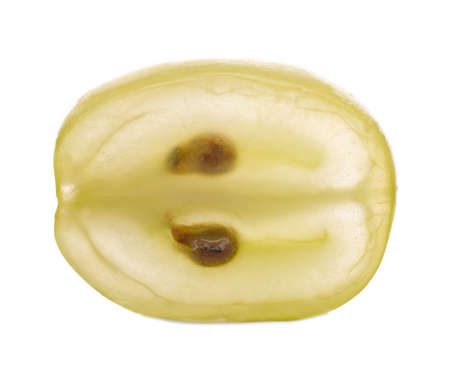 Transparent slice of green grapes isolated on white backgroundの写真素材
