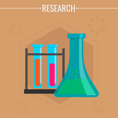 The image of several chemical flasks with different liquids Vector illustration.のイラスト素材
