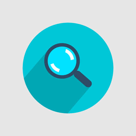 A magnifying glass in a blue circle. Vector illustration.のイラスト素材