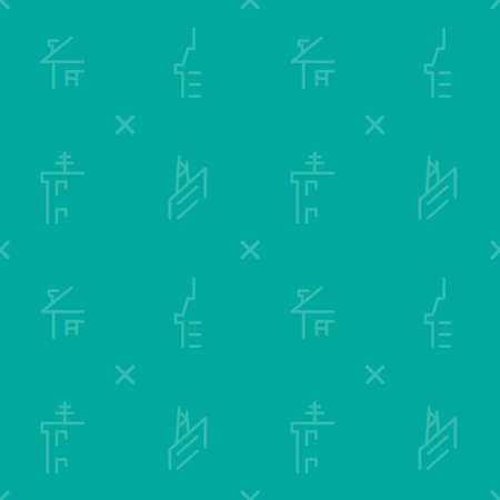 Turquoise pattern with print of commercial buildings. Pattern can be used for background. Vector illustration.のイラスト素材