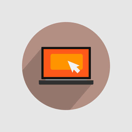 A laptop with an orange monitor. Vector illustration.のイラスト素材