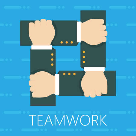Mens hands supporting each other. Concepts of teamwork. Vector illustration.のイラスト素材