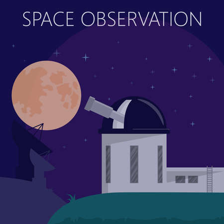 Image Space Observation of the moon. The concept of research. Vector illustration.のイラスト素材