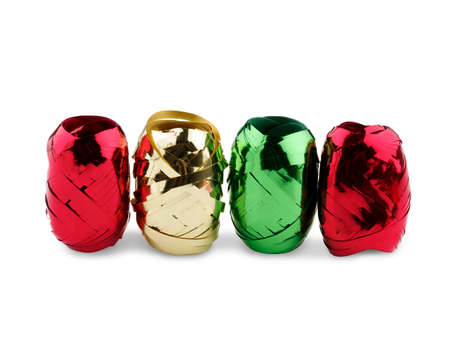 Several festive decorations different colors. Isolated on white.の写真素材