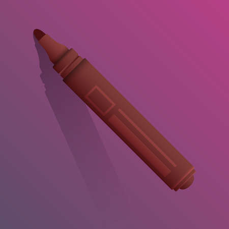 Realistic red marker pen on a purple background. Drawing pencil art highlighter. Vector illustration.のイラスト素材
