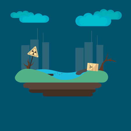 A polluting ecology factory. Environment pollution of nature.
