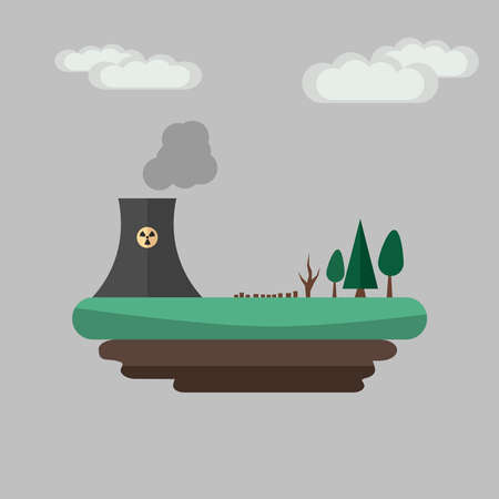 A vector illustration of polluting ecology factory. Ecology concept.のイラスト素材
