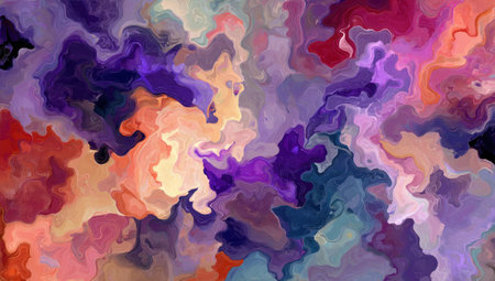 Abstract swirling colorful fluid forms, a mesmerizing mix of light and dark shadesの素材