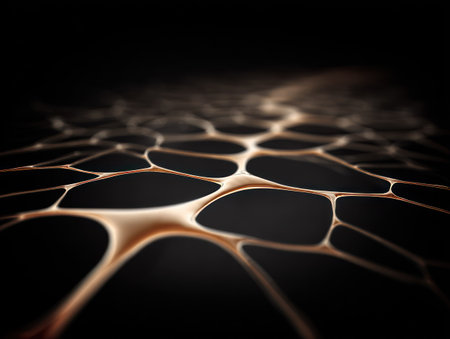 Abstract gold net structure on dark background, shallow depth of fieldの素材