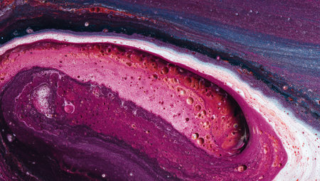 Abstract macro shot revealing swirling, textured layers of purple, pink, and whiteの素材