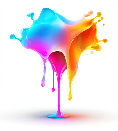 Abstract splash of vibrant, blended hues in a fluid, three-dimensional formの素材