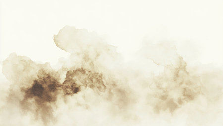 Abstract watercolor background with smoke and clouds, beige color palette, white background, detailed, hyper-realistic --ar 53:30 --v 6.1 Job ID: 321b0f33-ae23-479e-9518-366394b09c75の素材