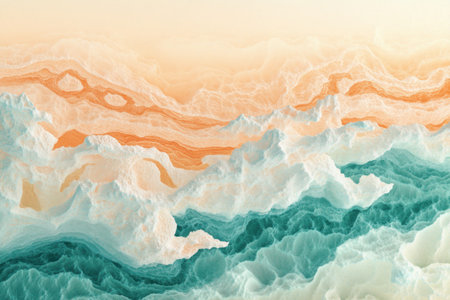 Vintage sky, a peach and teal gradient, clouds, ice fields, minimalist, abstract, soft, and beautiful in the style of vintage. --ar 3:2 --v 6.1 Job ID: 6b09da88-63cb-4bf8-aa42-90ef48b10cf8の素材