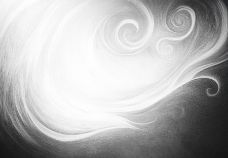 Abstract pencil drawing of a soft gray background with swirls of light and dark gray, a chalk-like texture, a grainy texture, and white space in the center. The image is monochrome, subtle, and detailed, suitable for a fine art print in high resolution. --ar 43:30 --v 6.1 Job ID: b86b582f-ac22-4323-a110-22abbb35f6a2の素材