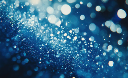Abstract background with beautiful bokeh, light and shadow effects, sparkling particles in the air. The blue color scheme creates an atmosphere of joy for festive events or party decoration. High resolution. --ar 49:30 --v 6.1 Job ID: d55468ad-fcd2-495f-9316-c3b58bef533bの素材