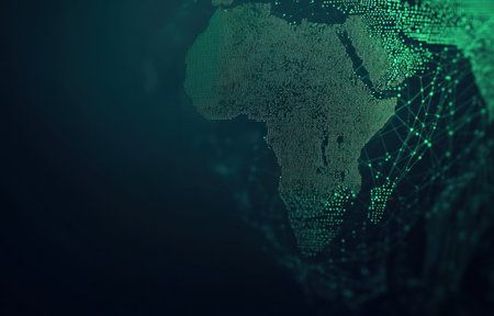 Abstract background with a digital wave made of dots and lines in a dark blue-green color. Abstract technology wallpaper, a banner for web design or presentation, conveying the concept of big data in IT or AI technology. Vector illustration. --ar 47:30 --v 6.1 Job ID: 5973ff80-3f9c-4dcc-8db1-77c364c7feeaの素材