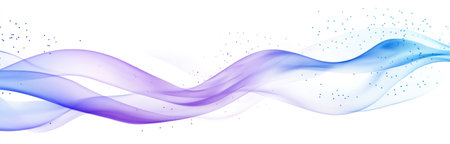 White background, vector graphics of blue and purple lines in the form of an abstract network with dots on it. The design is minimalist and conveys artificial intelligence or technology concepts. White background, white space at the top. --ar 47:15 --v 6.1 Job ID: 90a43862-933f-4f0f-bc6c-9ec6819cc08bの素材