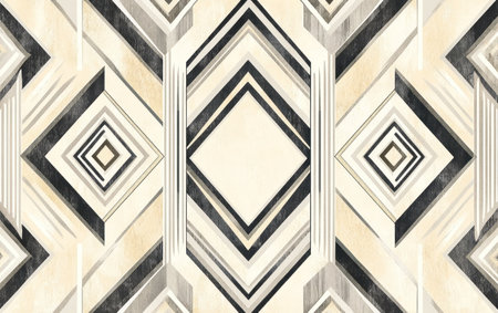 Art Deco pattern, neutral color palette, beige and gray tones, symmetrical diamond shapes, elegant lines, sophisticated style. --ar 8:5 --v 6.1 Job ID: d643b041-d0ef-4ced-a795-04315e4661f6の素材