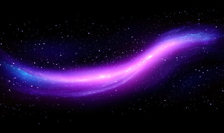 A vibrant purple and blue galaxy background with stars, perfect for sci-fi or space-themed designs. A dark black sky is filled with stars, creating an otherworldly atmosphere. The colors of the nebulae and galaxies create a sense of depth in outer space. This celestial scene adds a touch of magic to your design projects. --ar 5:3 --v 6.1 Job ID: 6853d8e4-6798-40f7-90af-d0f807e623edの素材