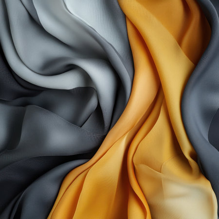 A realistic photograph of abstract shapes made from dark gray, mustard, and light gray colors of fabric. --v 6.1 Job ID: 26135b1c-3211-4a03-9c9f-573f178fa841の素材