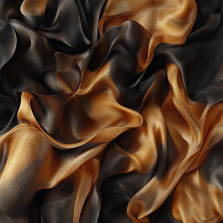 A photorealistic image of abstract, organic shapes in various shades of brown and black, resembling ruffled fabric, with soft lighting creating gentle shadows that enhance the texture. The background is neutral to highlight the depth of the shapes and contrast against the natural tones. --v 6.1 Job ID: 221a0e49-04e2-4a29-9e3f-821d66f03ce1の素材