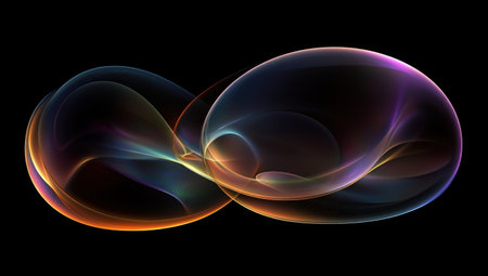 Abstract shapes with iridescent colors on a black background, flowing and curved lines, blurred edges, a dark gradient, and a glossy finish. High resolution, with no text or symbols. --ar 53:30 --v 6.1 Job ID: a5cc75b0-25bc-447e-acb2-089b182a0b09の素材