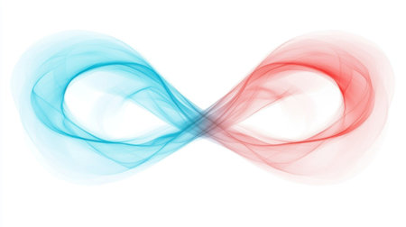 Red and blue vector line background with an infinity symbol, white space in the center for text, white background, light colors, bright. --chaos 30 --ar 16:9 --v 6.1 Job ID: 0ef430bc-0f3a-4b68-b543-b431ee1f5d17の素材