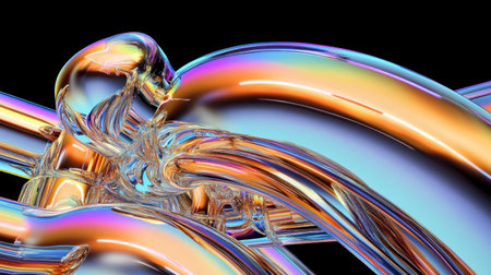 Close-up of vertical glossy metal pipes against a black background, with rainbow light streaks, photorealistic. --chaos 30 --ar 16:9 --v 6.1 Job ID: 7715c57e-97c2-4b42-8e48-da5aa264aaefの素材