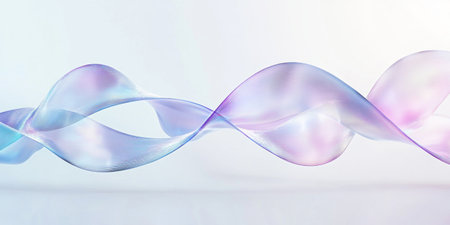 Abstract futuristic background with holographic ribbons on a white background, 3D rendered illustration, minimalistic style, high-resolution photography, sharp focus, highly detailed, high-quality photorealistic image, soft shadowing, light blue and purple pastel color theme. --ar 2:1 --v 6.1 Job ID: e8e473ea-bfaf-46b1-ad5a-0e0393c3c4a7の素材