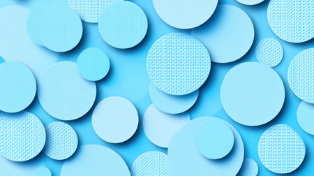 Blue background with minimalistic, simple geometric shapes of circles and rectangles, 3D render illustration, simple flat design, minimalistic, monochrome blue color scheme, high resolution. --chaos 30 --ar 16:9 --v 6.1 Job ID: 200d7829-a9dc-448e-9f9c-44e6488f27f3の素材