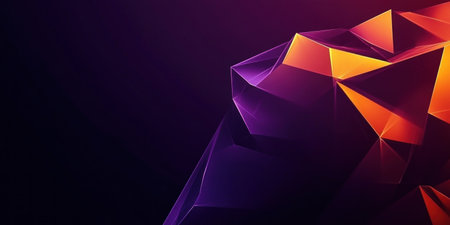 Dark background, geometric lines of purple and orange gradient on the right side --ar 2:1 --v 6.1 Job ID: deff57c8-87ef-49d1-afb3-e5bf36e656d0の素材