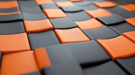 Black and orange abstract background with squares of different sizes, 3D rendering, no people, top view, high resolution, highly detailed, sharp focus, studio lighting. --chaos 30 --ar 16:9 --v 6.1 Job ID: 6fcd7412-a2d8-4493-b881-32be9d48bfc3の素材