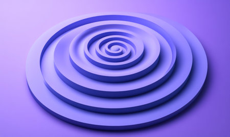 Blue and purple gradient background with three concentric circles, 3D rendering, vector illustration style, flat design, high resolution, high detail, high quality, high sharpness, high contrast, high-quality film, studio lighting, close-up of a blue spiral on a purple background, blue rings in the center. --ar 5:3 --v 6.1 Job ID: 94f41f68-f2fc-49d0-a553-dfb09ea76f9cの素材