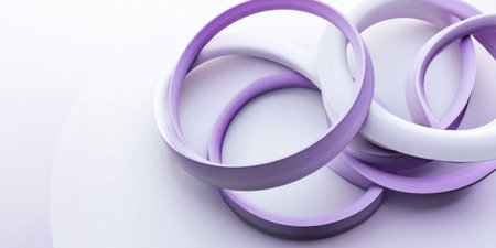 White background, purple and white geometric shapes in the shape of rings, modern style, simple lines, 3D rendering, created in C4D software, high resolution. --ar 2:1 --v 6.1 Job ID: 15def71c-c5f7-4864-8fc6-3406dc79163aの素材