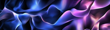 Abstract background with a blue and purple gradient, digital art, vector design, vector illustration, wavy shapes, gradients, blurred shapes, dark color palette, dark background, high resolution, high detail. --ar 37:10 --v 6.1 Job ID: 588409ec-d9e6-479e-a7bc-d7f6a6dbe68aの素材
