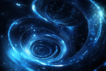 Abstract background with blue glowing digital technology and computer network elements. Digital design concept for the internet, big data, or tech innovation concepts. Blue vector shapes on a dark background. Abstract futuristic background. Vector illustration. 8K, ultra-detailed, cinematic lighting, trending on Artstation, sharp focus, studio photo quality. --ar 3:2 --v 6.1 Job ID: 50dd7e30-747a-45ae-a3ad-d1a0dfa192a4の素材